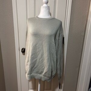 Brandy Melville Light Gray/mint Crewneck Sweater